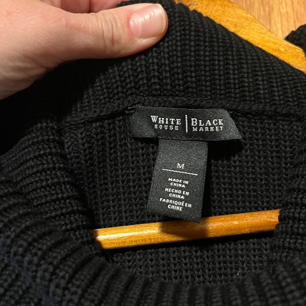 White House Black Market Textured Black Knit Top - Picture 2 of 11